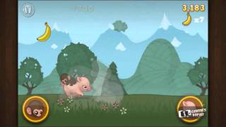 Baby Monkey going backwards on a pig – iPhone Gameplay Preview