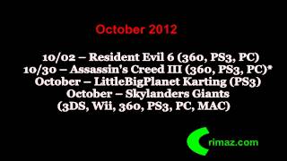 Release Game Dates in October 2012